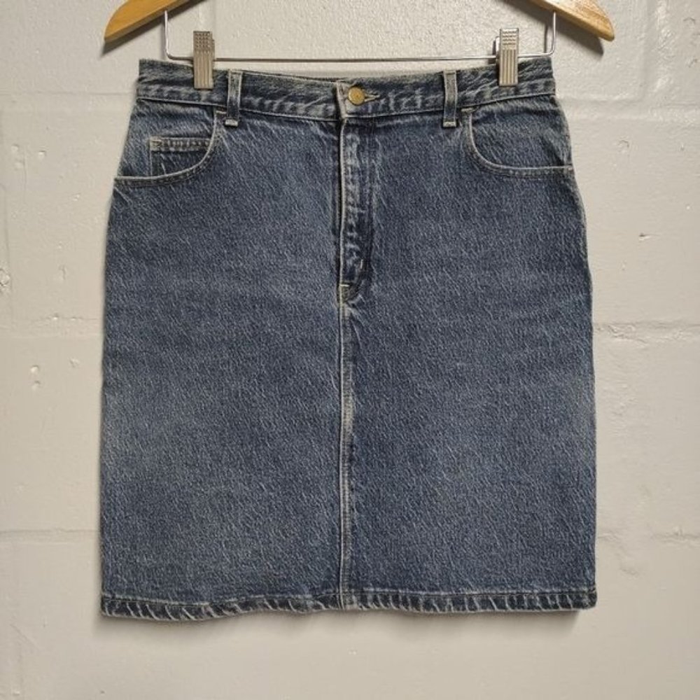 Vintage 90s Y2K Bonjour high waist rise stone washed denim mom skirt size 11